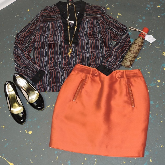 Raoul Dresses & Skirts - Raoul Rust leather trimmed skirt